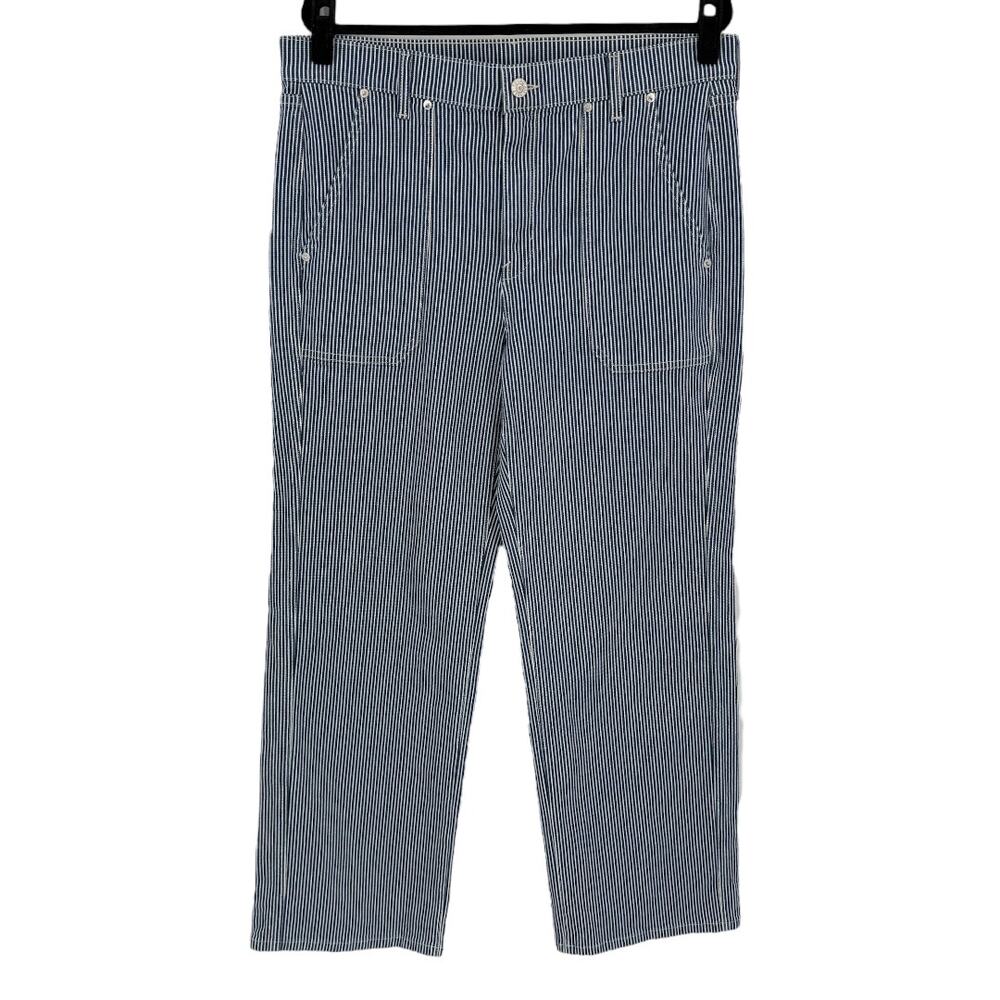 AYR Womens Studio Pants in Hickory Stripe Japanese Denim High Rise Size 33